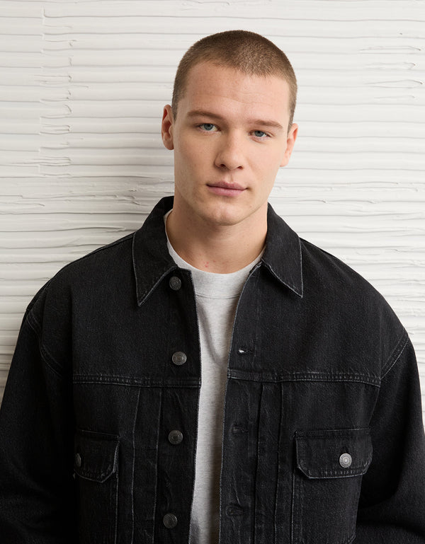 Chaqueta Trucker en Denim Ae - Negro