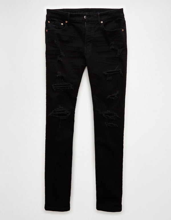 Jeans Slim Ripped Ae FLEX+ - Negro