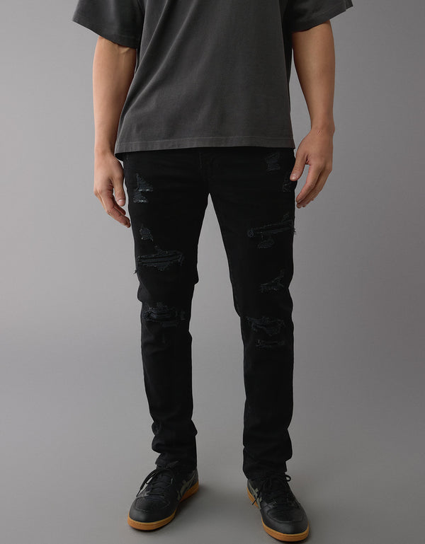 Jeans Slim Ripped Ae FLEX+ - Negro