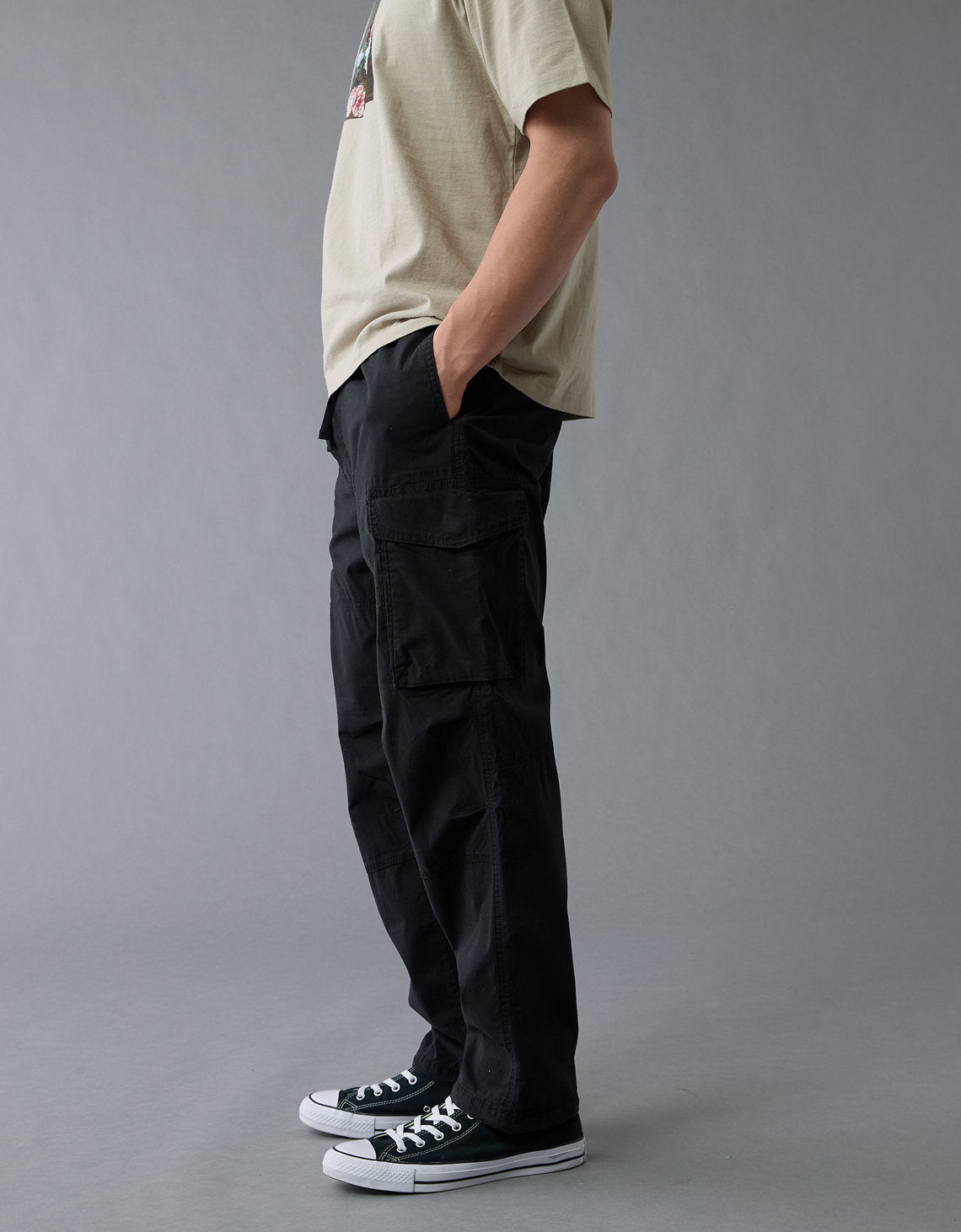 Pantalón Cargo Flex Holgado para Hombre - Negro 0123_5057_064_os