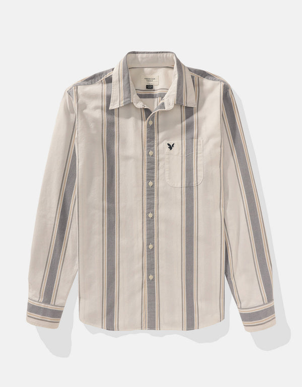 Camisa Slim de Rayas Manga Larga Hombre AE - Generico