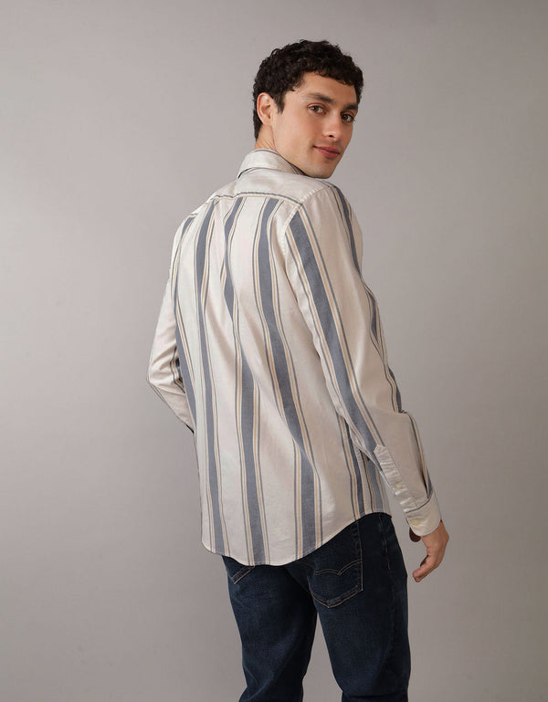 Camisa Slim de Rayas Manga Larga Hombre AE - Generico