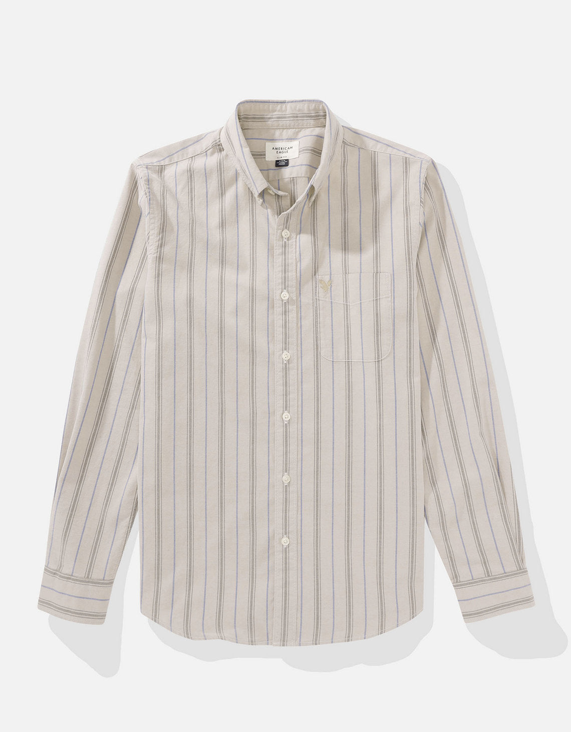 Camisa Slim de Rayas Manga Larga Hombre AE - Caqui 0153_2103_209_f