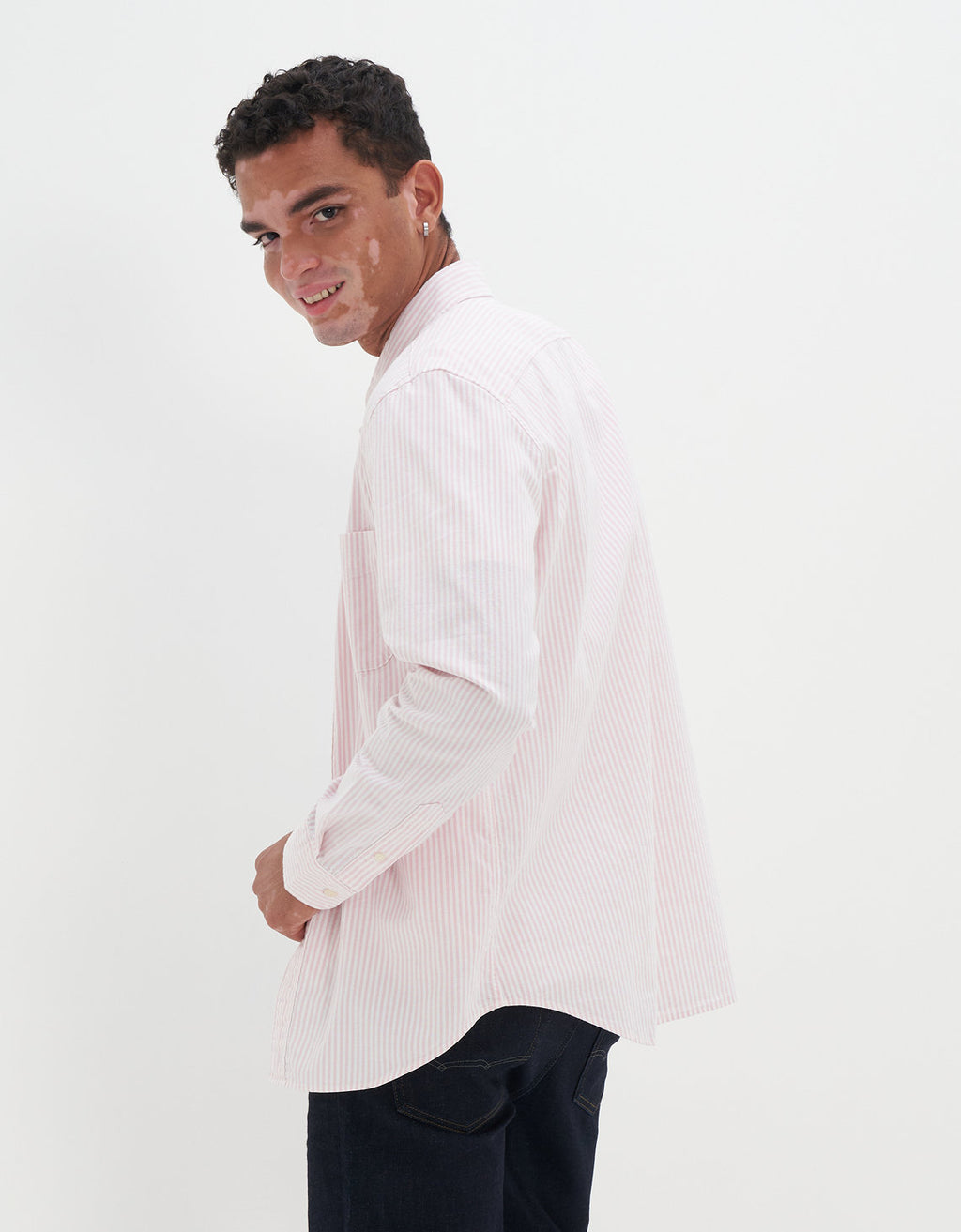Camisa Slim de Rayas Manga Larga Hombre AE - Rosa 0153_2103_610_ob