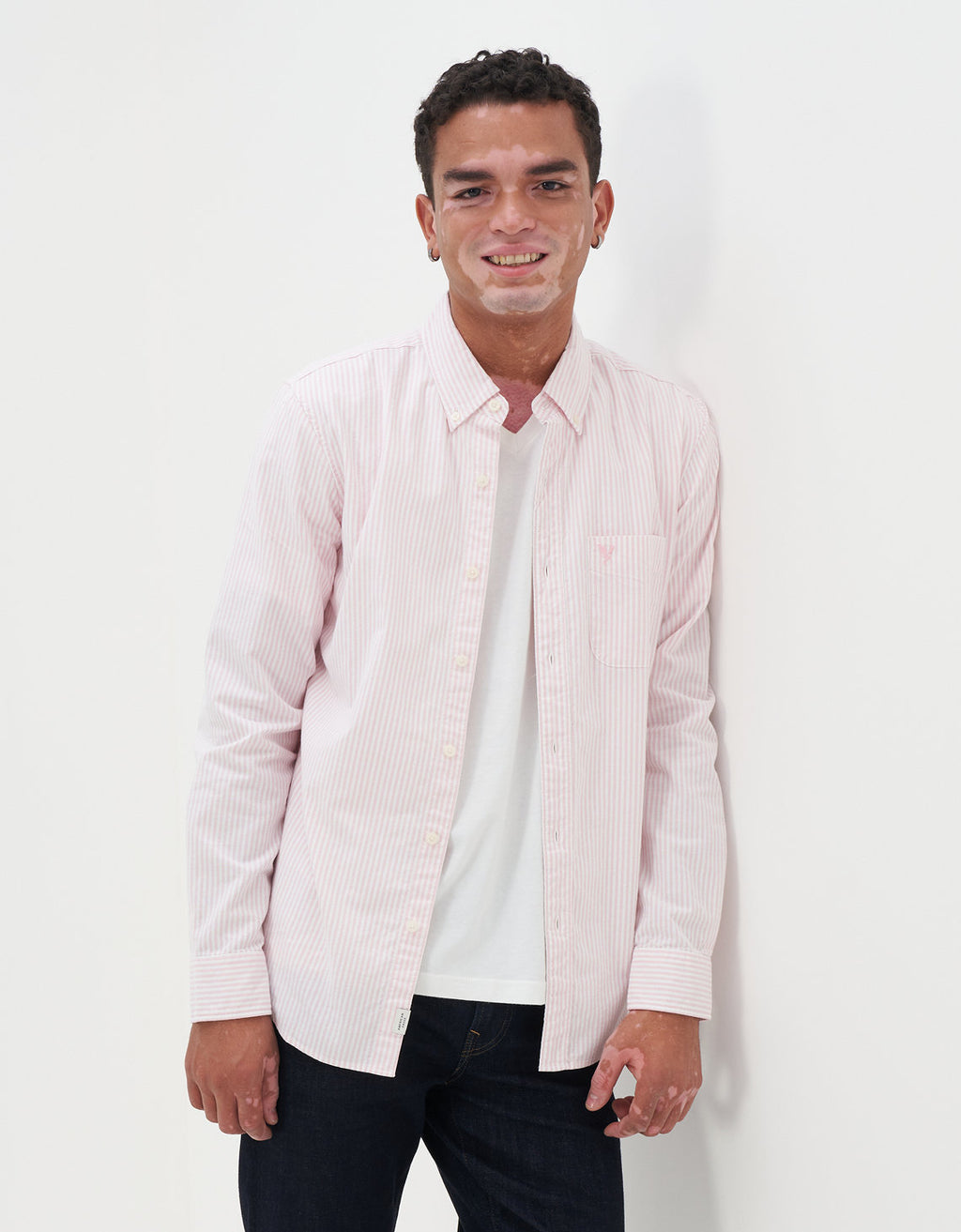 Camisa Slim de Rayas Manga Larga Hombre AE - Rosa 0153_2103_610_of