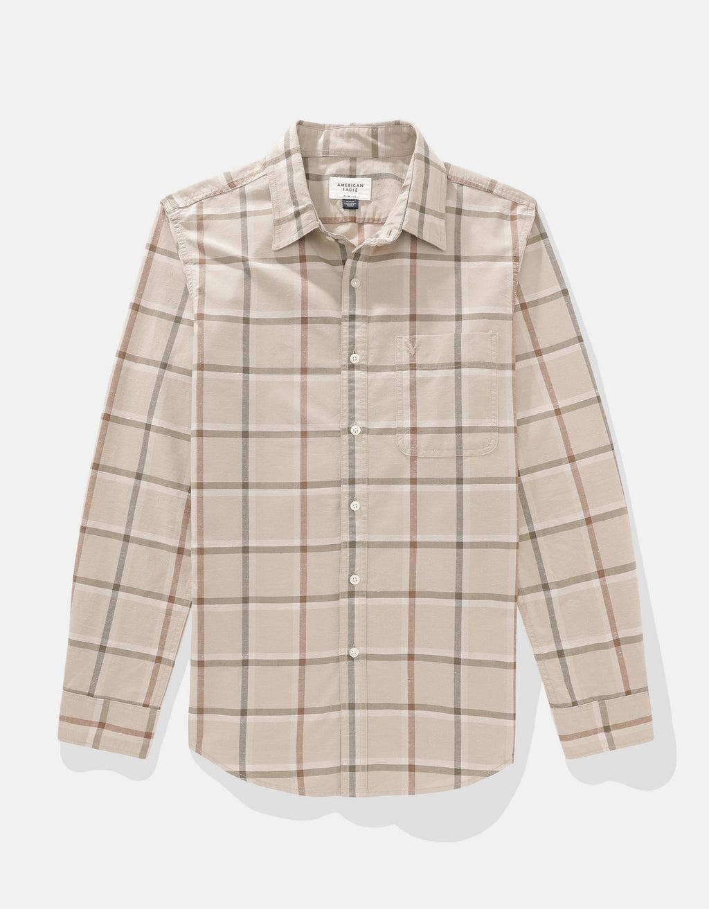 Camisa de Cuadros Manga Larga Hombre AE - Caqui 0153_2642_204_f