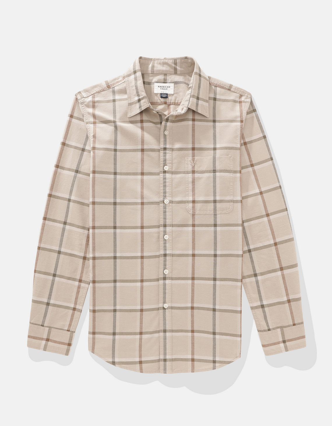 Camisa de Cuadros Manga Larga Hombre AE - Caqui 0153_2642_204_f
