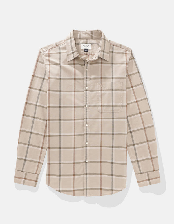Camisa de Cuadros Manga Larga Hombre AE - Caqui
