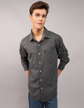 Camisa Oxford estampada Manga Larga Hombre AE - Negro 0153_2643_167_of