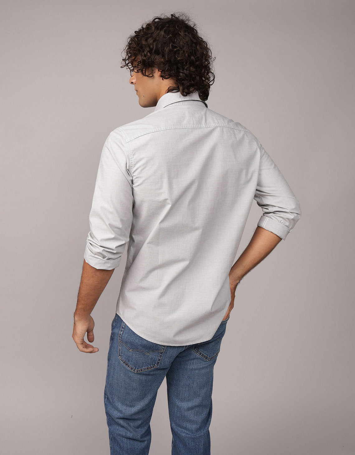 Camisa Everyday Slim Fit Manga Larga Ae - Gris 0153_2722_020_ob