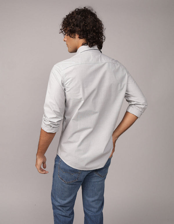 Camisa Everyday Slim Fit Manga Larga Ae - Gris