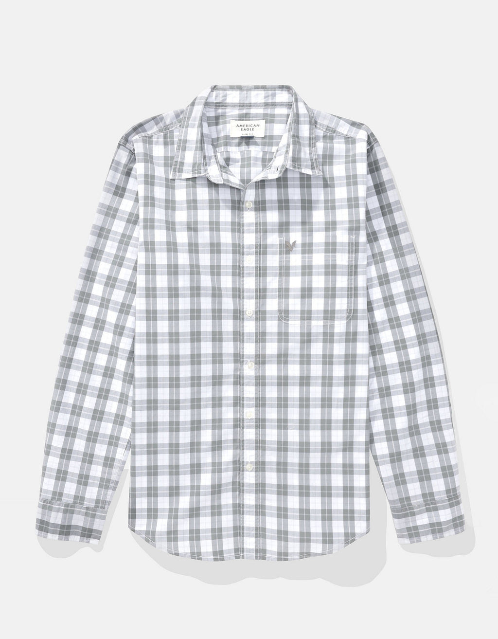 Camisa Everyday Slim Fit Manga Larga Ae - Gris 0153_2722_036_f