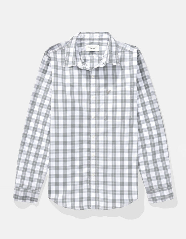 Camisa Everyday Slim Fit Manga Larga Ae - Gris