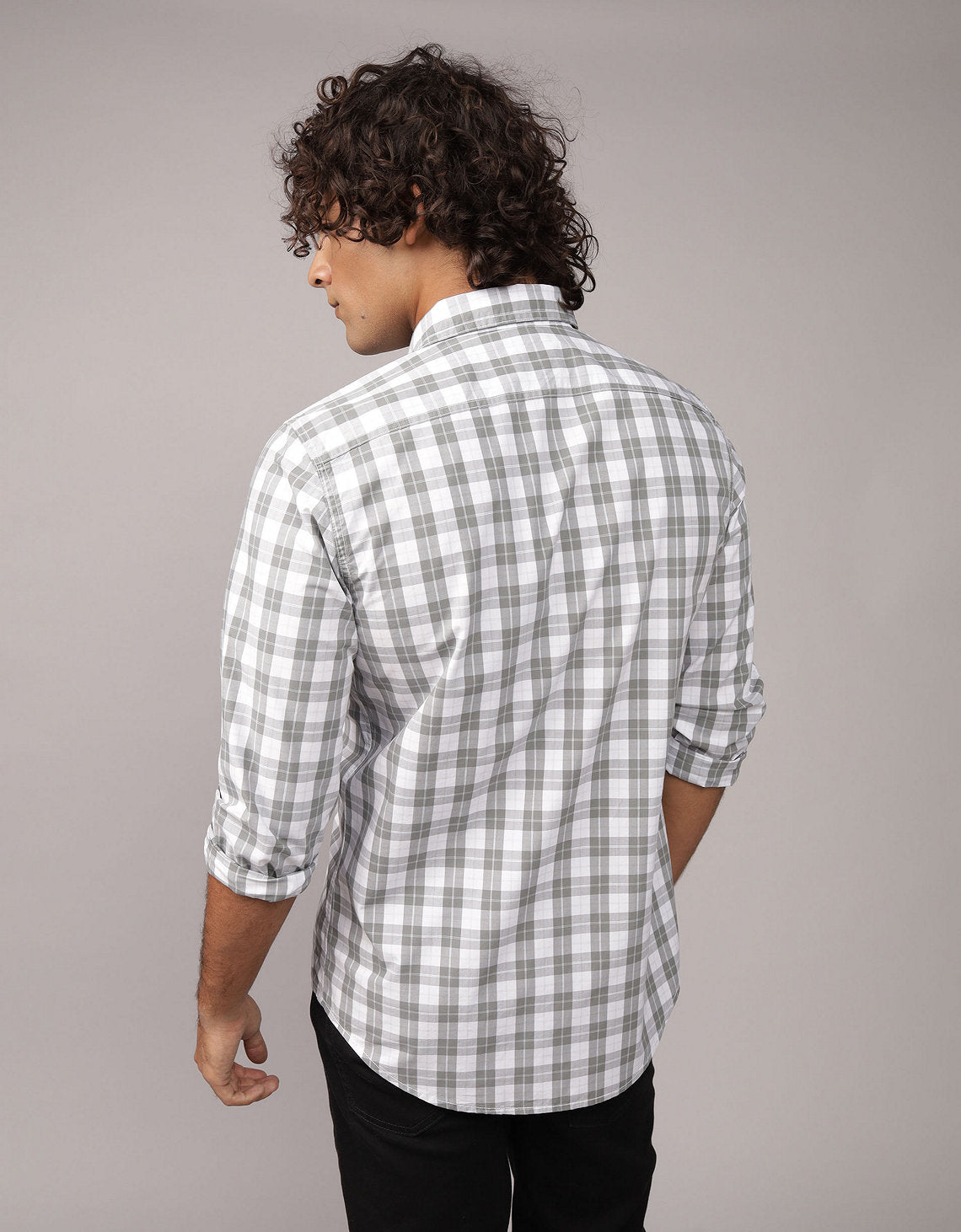 Camisa Everyday Slim Fit Manga Larga Ae - Gris 0153_2722_036_ob