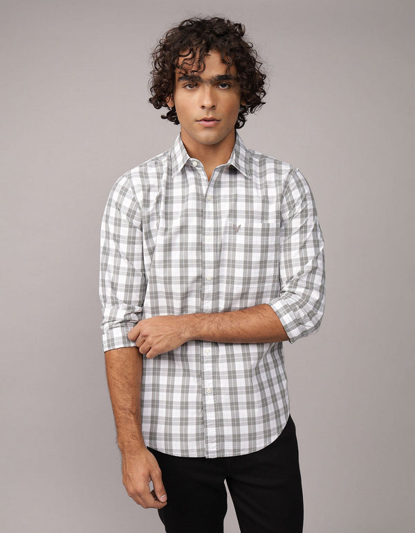 Camisa Everyday Slim Fit Manga Larga Ae - Gris