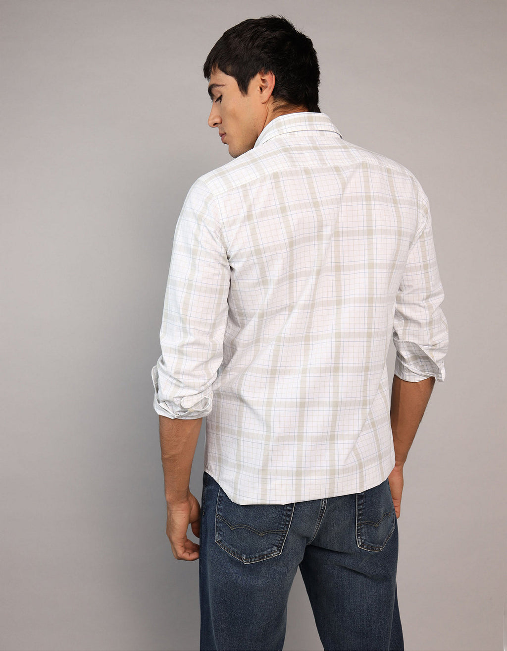 Camisa Everyday Slim Fit Manga Larga Ae - Beige 0153_2722_196_ob