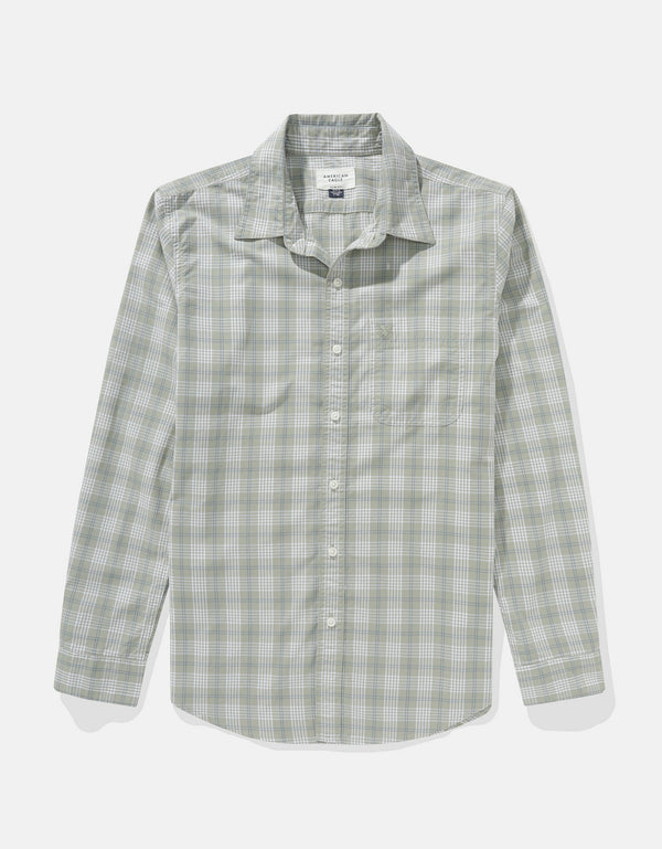 Camisa Everyday Slim Fit Manga Larga Ae - Verde