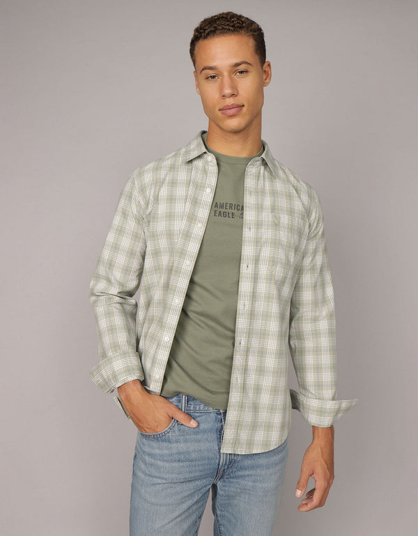 Camisa Everyday Slim Fit Manga Larga Ae - Verde