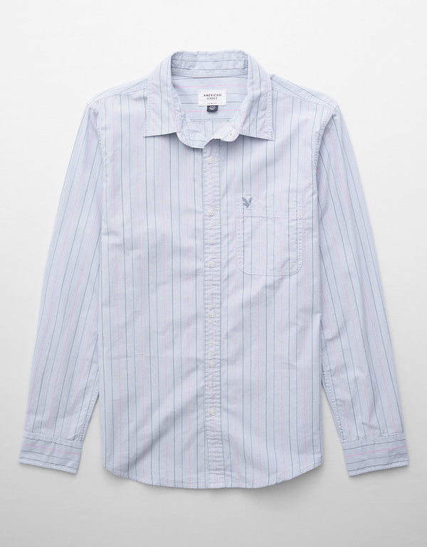 Camisa Everyday Slim Fit Manga Larga Ae - Azul