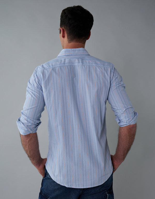 Camisa Everyday Slim Fit Manga Larga Ae - Azul