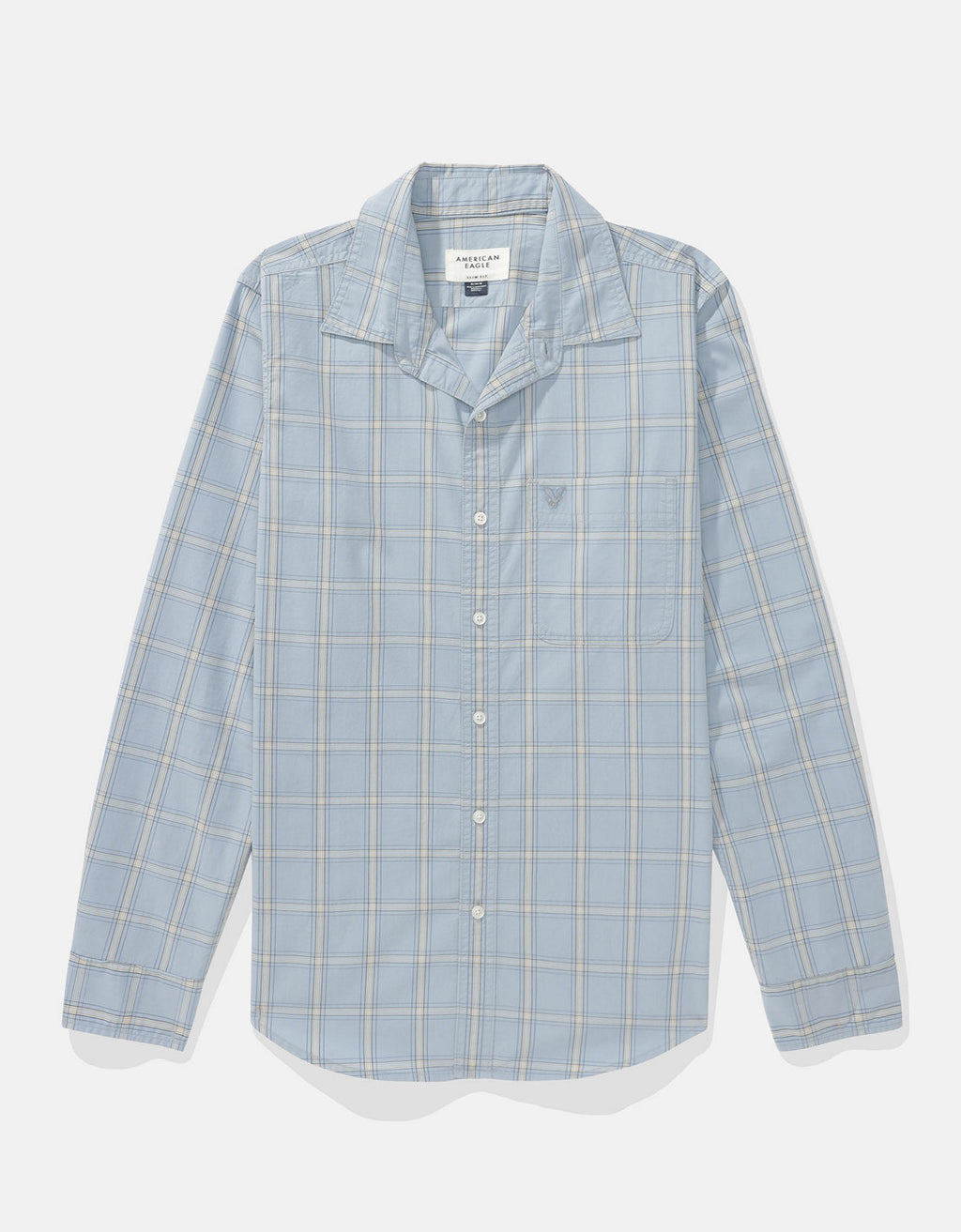Camisa Everyday Slim Fit Manga Larga Ae - Azul 0153_2722_403_f