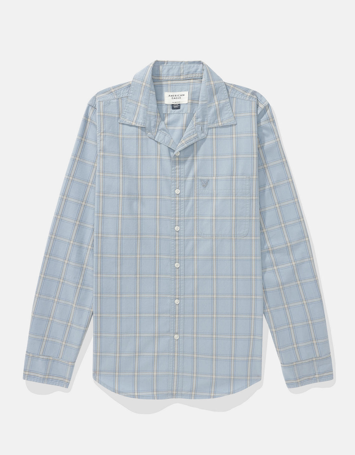 Camisa Everyday Slim Fit Manga Larga Ae - Azul 0153_2722_403_f