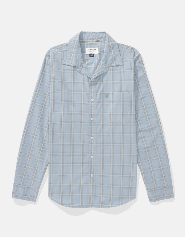 Camisa Everyday Slim Fit Manga Larga Ae - Azul