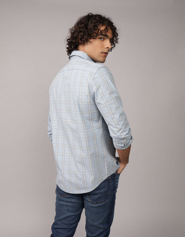 Camisa Everyday Slim Fit Manga Larga Ae - Azul