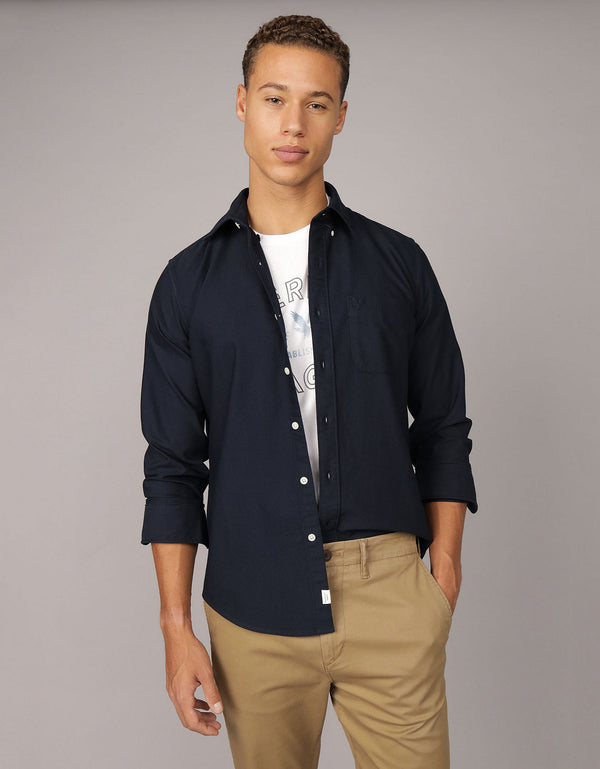 Camisa Everyday Slim Fit Manga Larga Ae - Azul