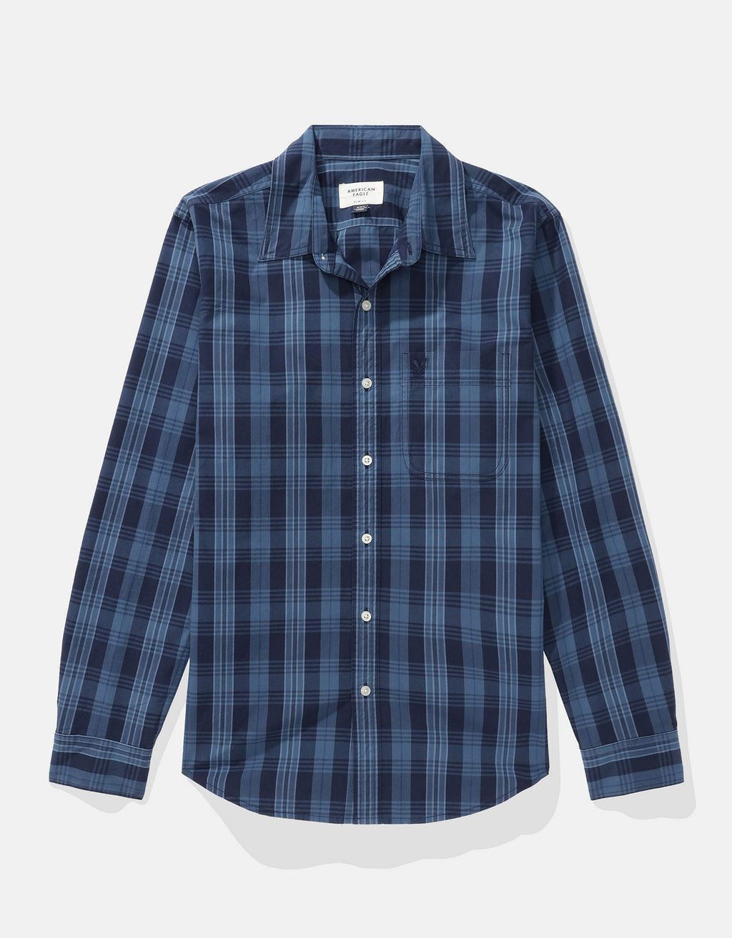 Camisa Everyday Slim Fit Manga Larga Ae - Azul 0153_2722_423_f