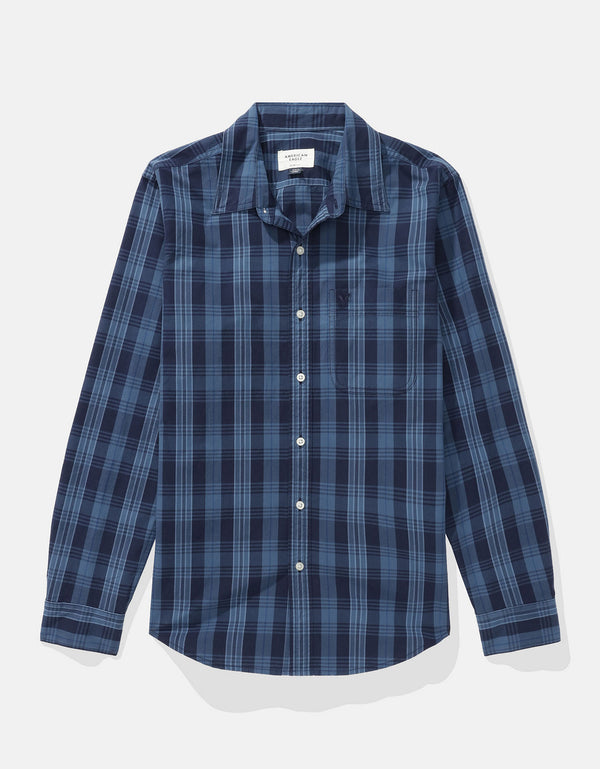 Camisa Everyday Slim Fit Manga Larga Ae - Azul