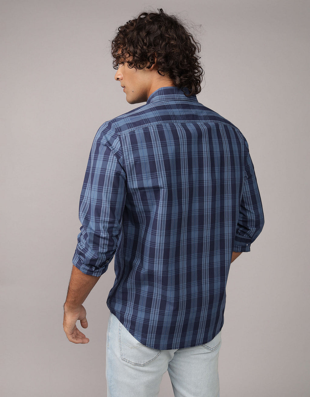 Camisa Everyday Slim Fit Manga Larga Ae - Azul 0153_2722_423_ob
