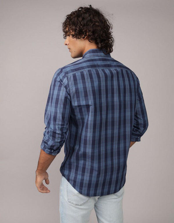 Camisa Everyday Slim Fit Manga Larga Ae - Azul