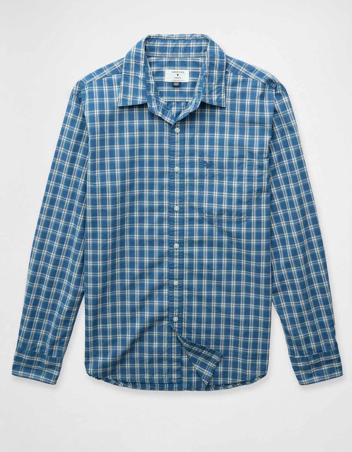 Camisa Everyday Slim Fit Manga Larga Ae - Azul 0153_2722_452_f