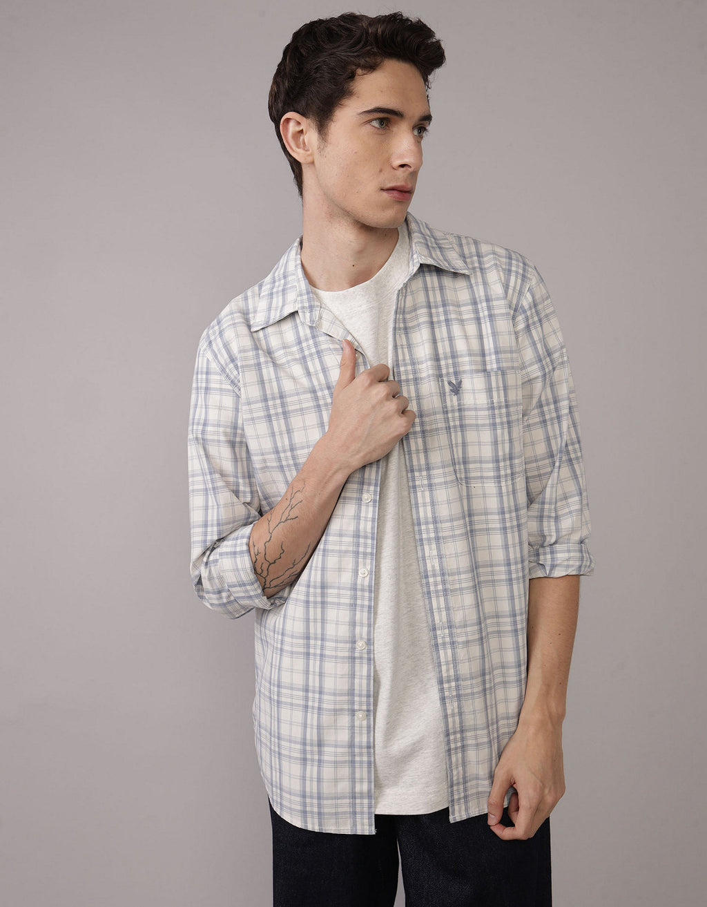 Camisa Everyday Slim Fit Manga Larga Ae - Azul 0153_2722_491_of