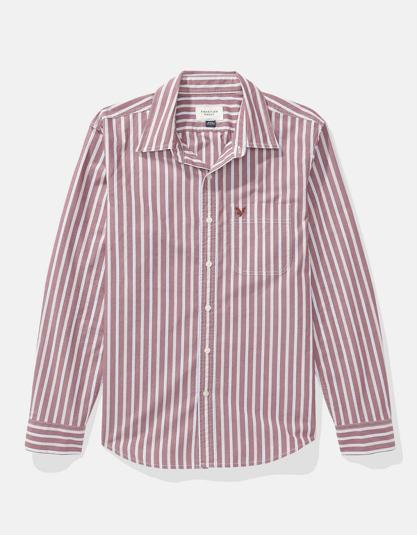 Camisa Everyday Slim Fit Manga Larga Ae - Rojo