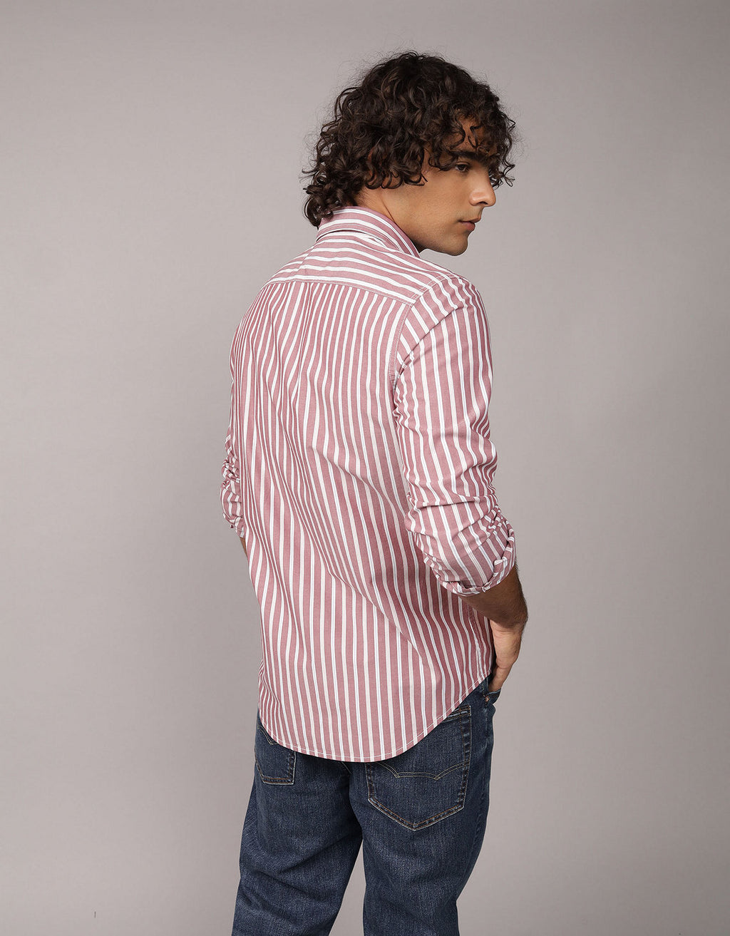 Camisa Everyday Slim Fit Manga Larga Ae - Rojo 0153_2722_663_ob