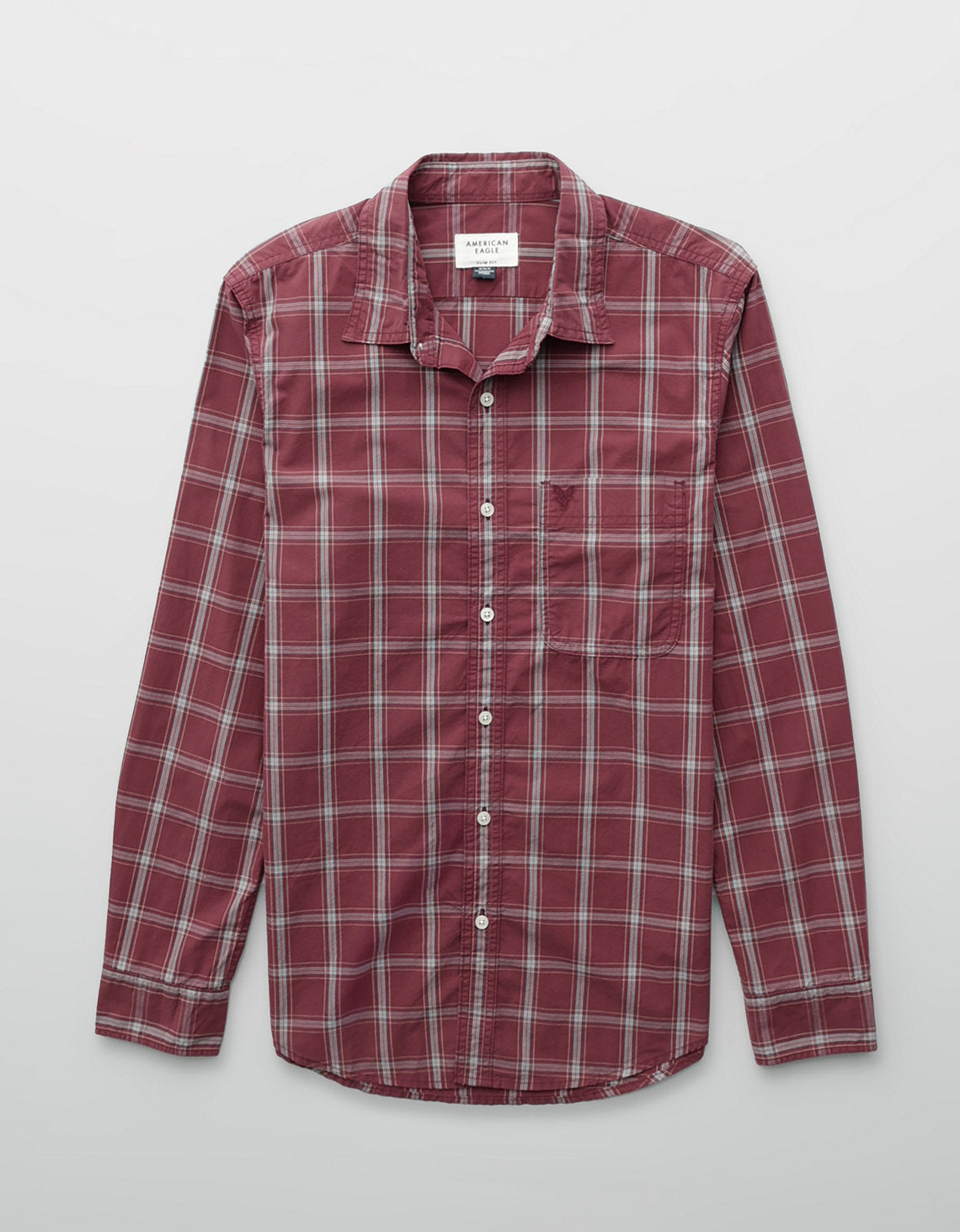 Camisa Everyday Slim Fit Manga Larga Ae - Rojo 0153_2722_683_f