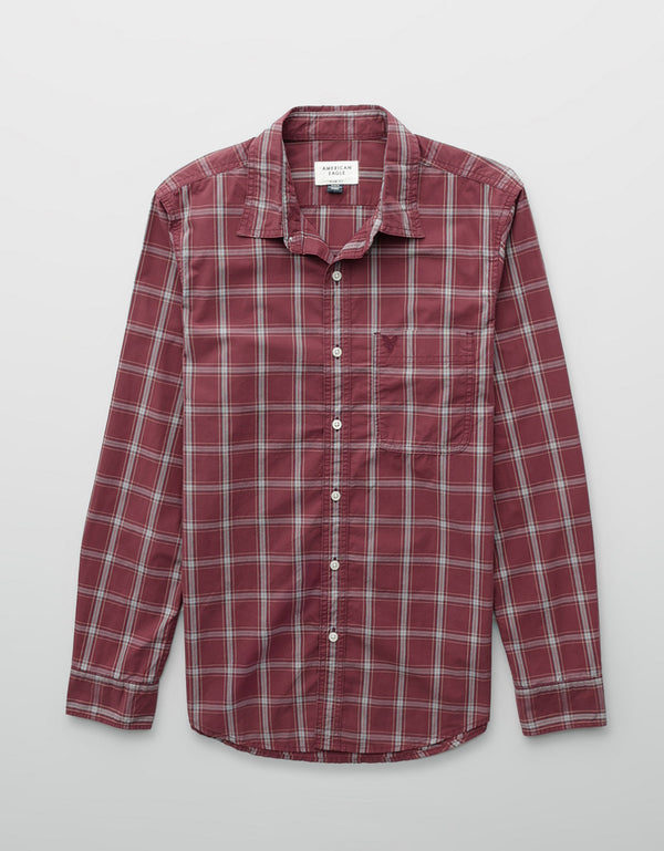 Camisa Everyday Slim Fit Manga Larga Ae - Rojo