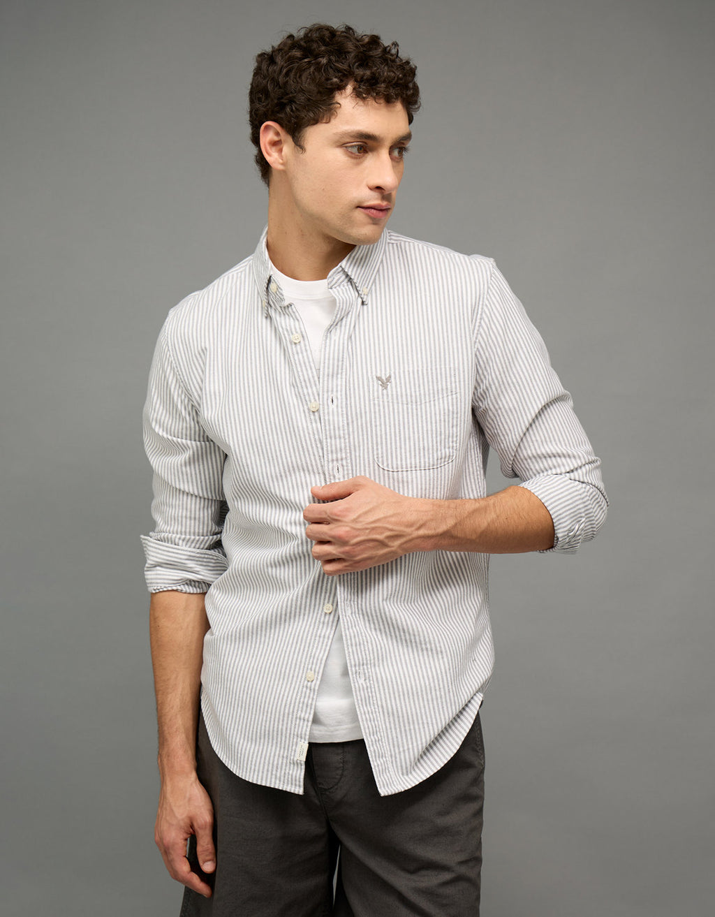 Camisa de Oxford Slim Fit Everyday Ae - Negro 0153_2830_022_of