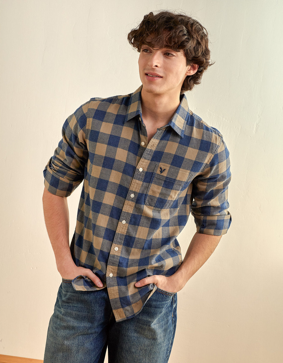 Camisa Slim Fit Everyday Ae - Caqui 0153_3004_212_of