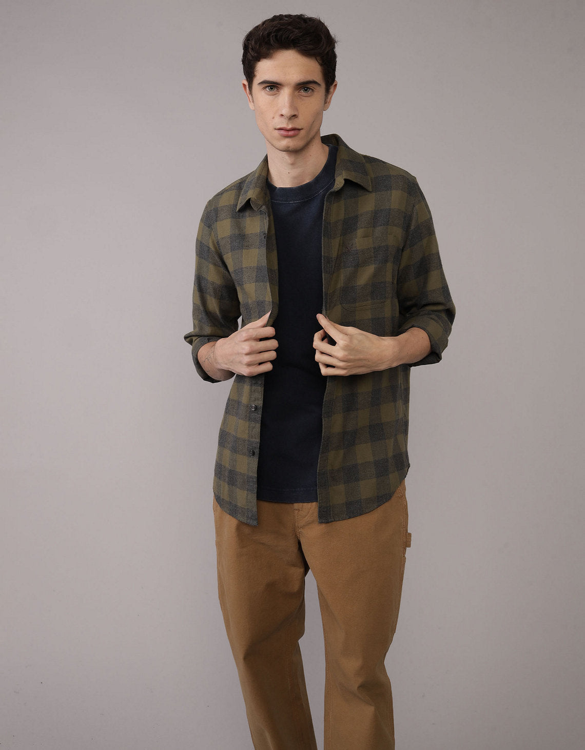 Camisa Slim Fit Everyday Ae - Verde 0153_3004_283_of