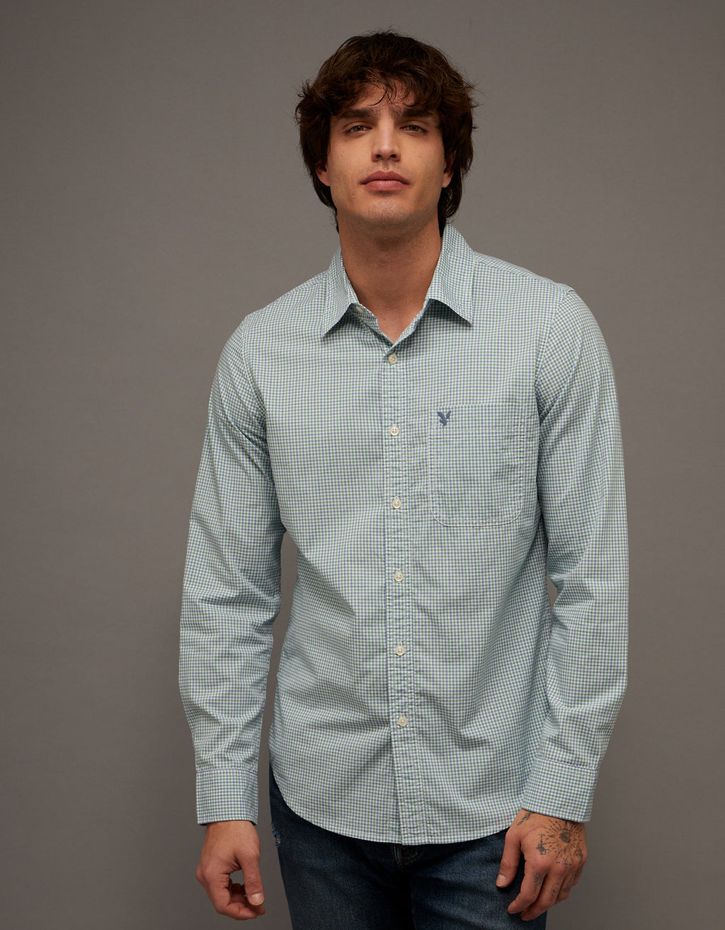 Camisa de Oxford Abotonada Ae - Verde 0153_3016_283_of