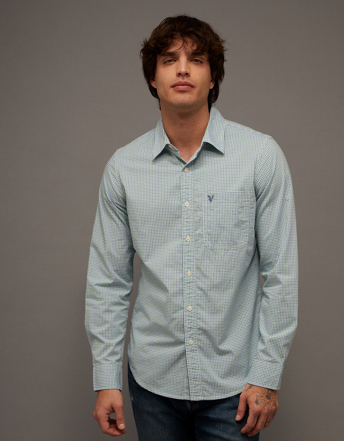 Camisa de Oxford Abotonada Ae - Verde 0153_3016_283_of