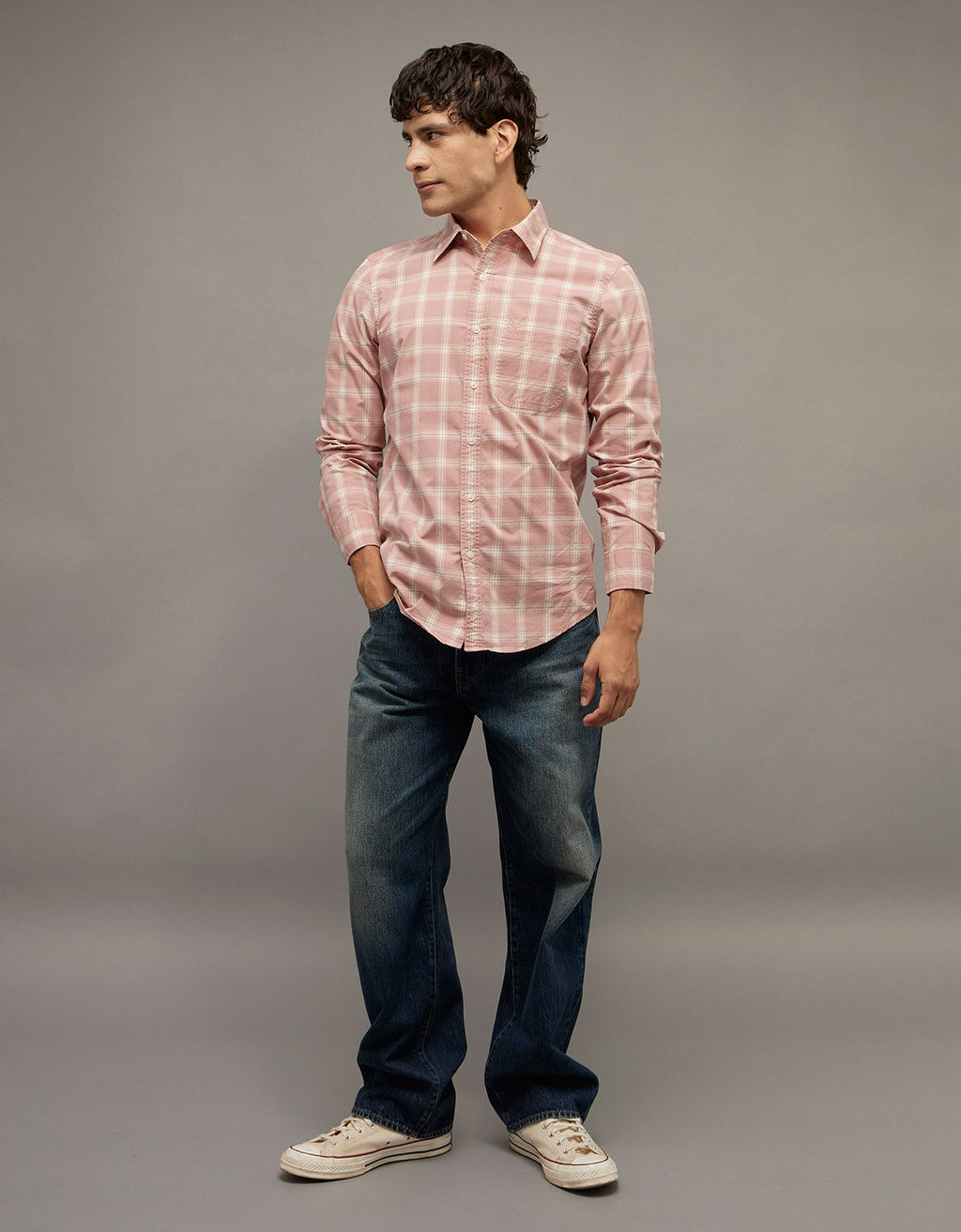 Camisa de Oxford Abotonada Ae - Rojo 0153_3016_697_of