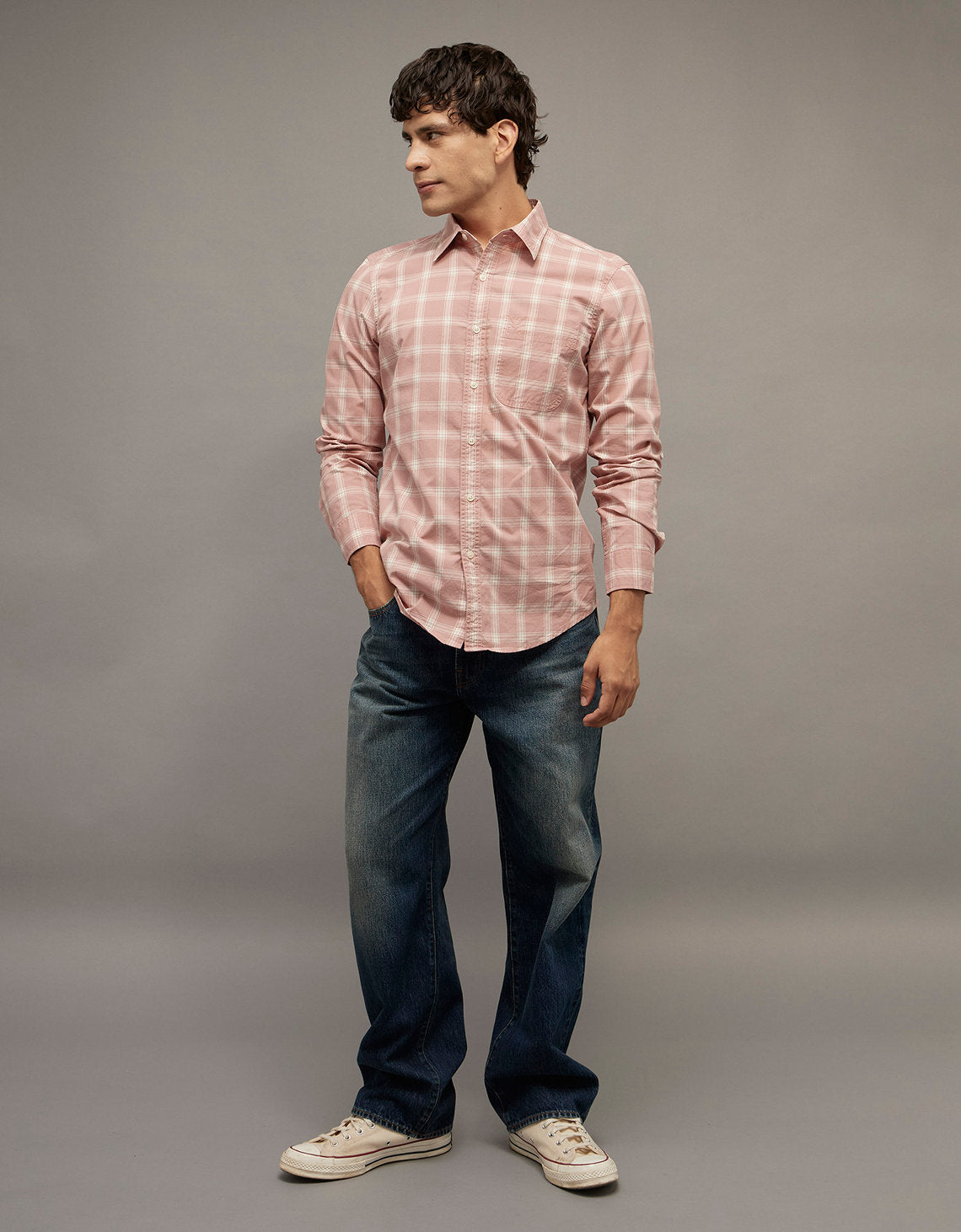 Camisa de Oxford Abotonada Ae - Rojo 0153_3016_697_of