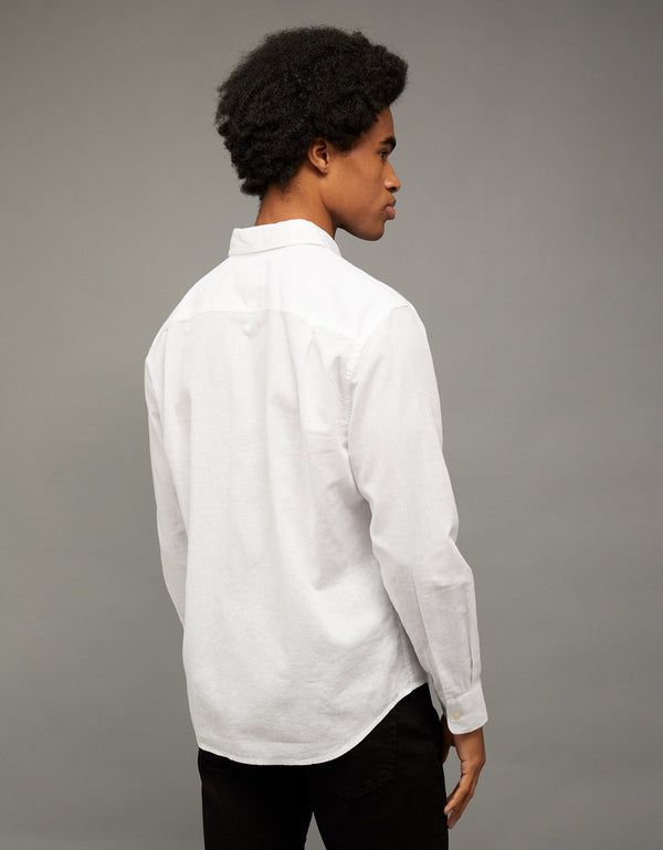 Camisa de Lino con Botones Ae - Blanco
