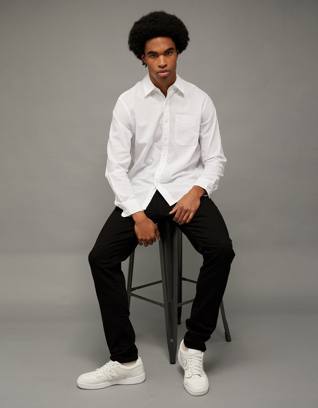 Camisa de Lino con Botones Ae - Blanco 0153_3080_100_of