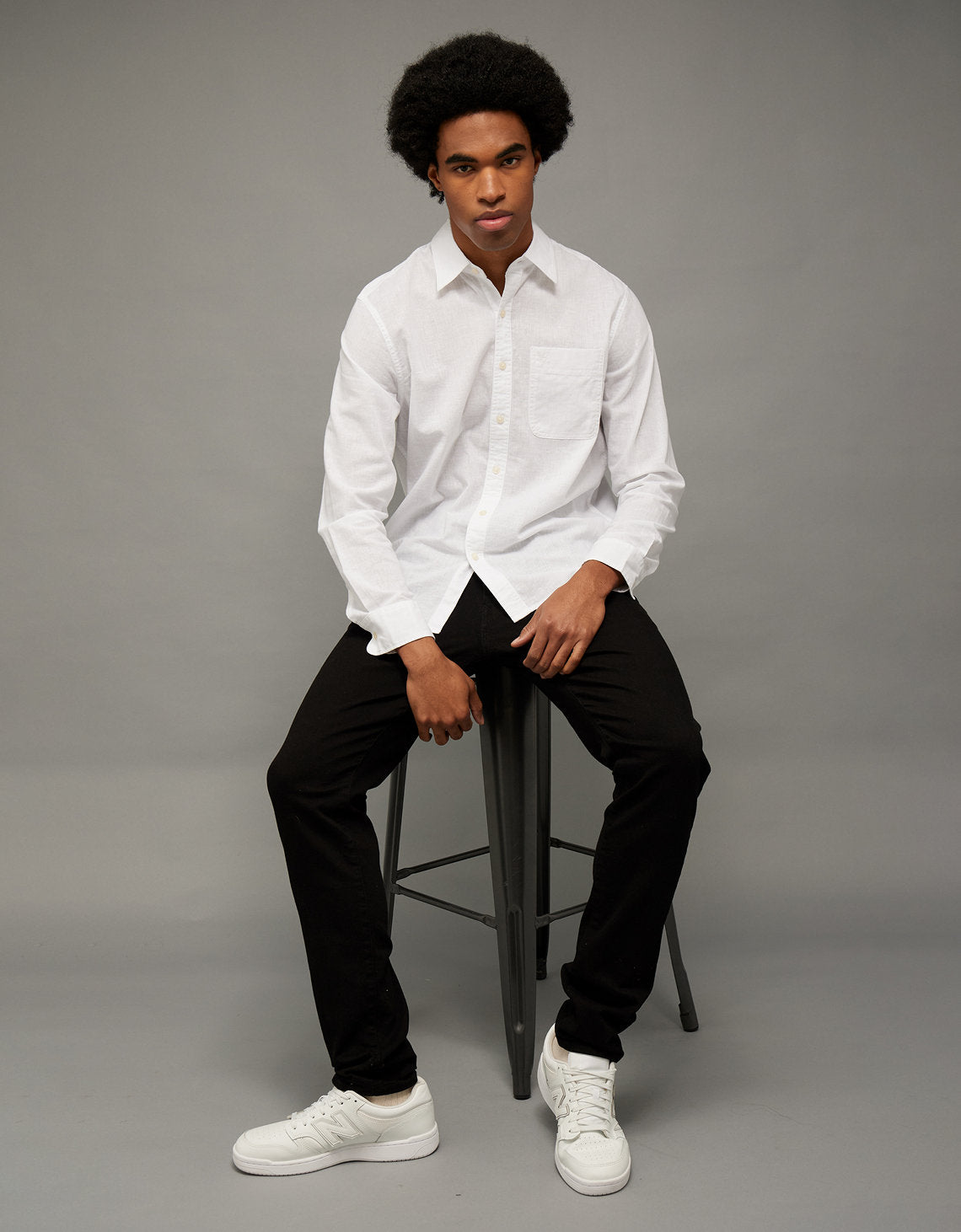 Camisa de Lino con Botones Ae - Blanco 0153_3080_100_of