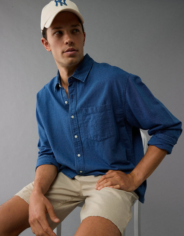 Camisa Manga Larga Hombre AE - Azul